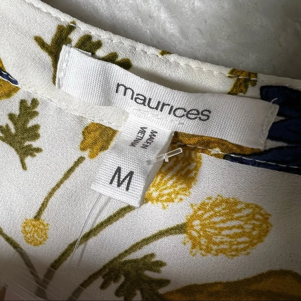 NWT Maurices Blue and Gold Floral Tank Top Blouse - Picture 9 of 11